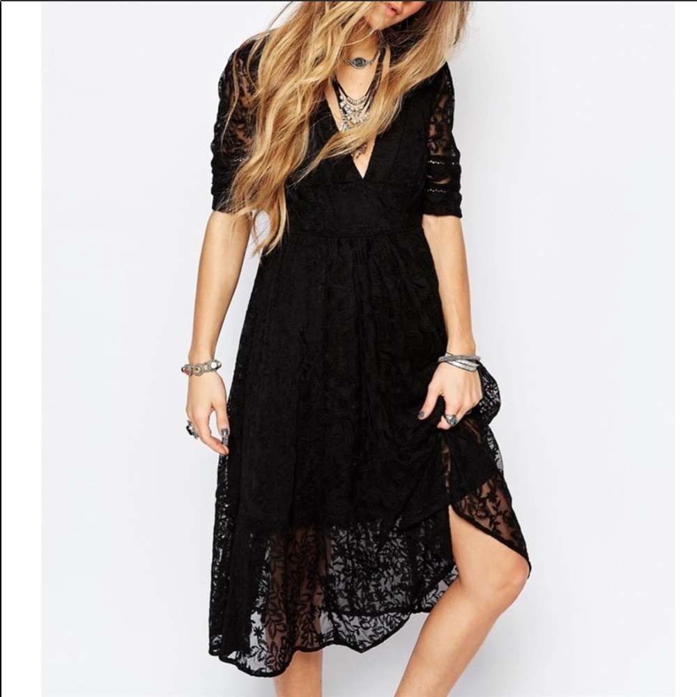 Free People v neck midi dress